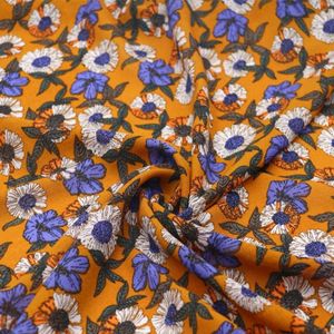 150*100cm kurkuma bloemen elastische chiffon stof voor vrouwen jurk rok baby doek gordijn sofa thuis decoratie patchwork