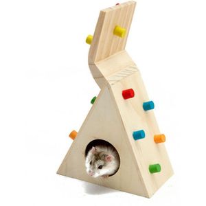 1 st Multifunctionele Rat Hamsters Kleine Huisdier Speelgoed Play Sport Klimmen Kooi Nest Natuurlijke Houten Kleurrijke Scaling Ladder