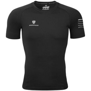 Fannai Crossfit T-shirt Running Gym Training Nauwsluitende Spier Zwart Snel Droog Reflecterende Korte Mouw