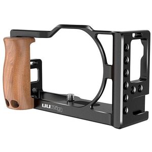 Uurig Vlog Camera Kooi Voor Canon G7X Mark Iii Aluminium Kooi Case Met Houten Handvat Hand Grip Koude Shoe Mount