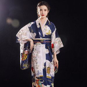 Japanse Traditionele Kimono Voor Vrouwen Herfst Winter Lange Mouw Losse Afdrukken Pyjama Dames Stage Performance Cosplay Kostuum
