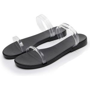 YMECHIC Dames Helder Transparant Smalle Band Slip op Platte Sandalen Vrouwen Zomer Schoenen Grote Maat Mooie Slippers Plus Size