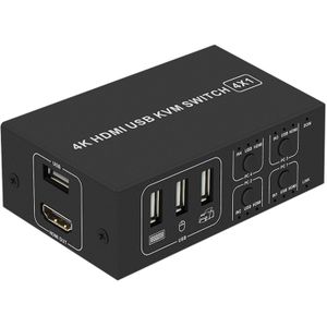 4K Usb Voor Voor Muis Toetsenbord Delen Hub Scanner 4 Poort Met Geven Licht Kvm Switcher Ultra Hd Plug en Spelen Aluminiumlegering