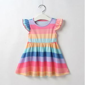 Baby baby meisje ruche regenboog prinses jurk voor kinderen meisje zomer kleding