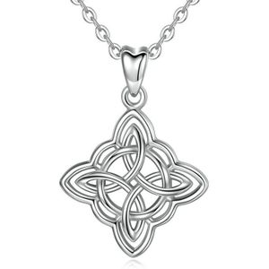 Eudora Sterling Zilveren Geluk Ierse Keltische Hanger Ketting Met Geschenkdoos Mode Vrouwen Sieraden Zilveren Knoop Charm CYD200