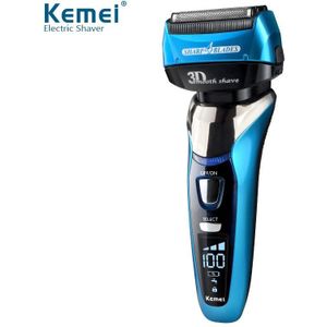 Kemei Elektrische Scheerapparaat Voor Mannen Vier Blade Reciprocating Oplaadbare Brood Trimmer Waterdichte Scheerapparaat Scheren Machine Lcd KM-8150