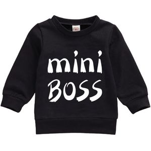 Pasgeboren Baby Jongen Meisje Sweatshirt Herfst Lente Zwart Wit Brief Print Lange Mouwen Tops Sweatshirt 0-24M