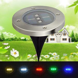 6 Stks/partij IP65 Led Ondergrondse Licht 3LED Solar Power Rvs Grond Floor Light Tuin Lamp Solar Led Verlichting