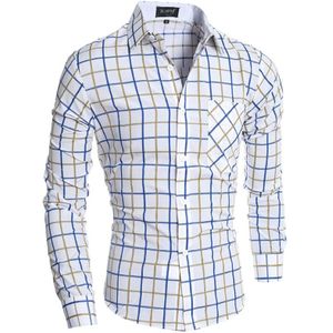 Mannen Plaid Shirt Brand Mannen Lange Mouwen Slim Fit Bedrijvengids Dress Shirt Sociale Kleding XXL