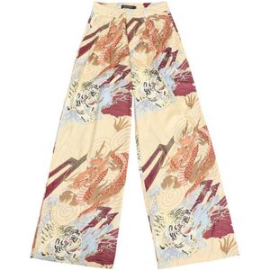 Japanse Stijl Harajuku Kimono Hoge Taille Wijde Pijpen Broek Vrouwen Draak Tijger Print Casual Broek Leisure Losse Harembroek