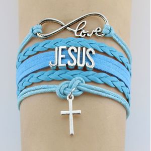 Hand-Gebreide Jezus Christelijke Bijbel Kruis Armband Gevlochten Armband