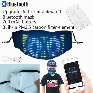 Full Color Led Lichtgevende Gezichtsmasker Bluetooth App Bewerken Tekst Reclame Display Maskers Music Party Kerstmis Halloween Light Up