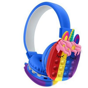 Regenboog Eenhoorn Draadloze Hoofdtelefoon Creatieve Bluetooth Headset Push Bubble Fidget Headset Volwassen Stress Decompressie Speelgoed