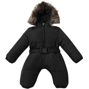 Winter Warm Jumpsuit Voor Een Jongen Baby Baby Jongen Meisje Romper Jacket Hooded Jumpsuit Effen Dikke Jas Outfit Kids Winter jas