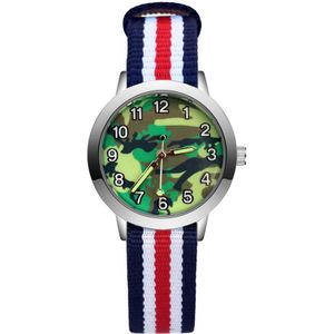 Leuke Mooie Camouflage Stijl Kinderen Kids Student Meisjes Jongens Quartz Nylon Band Horloges JA206