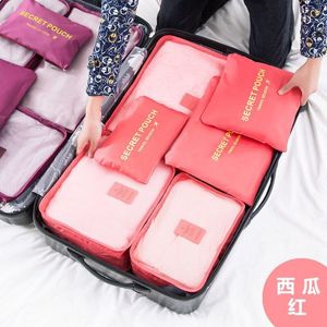 6 in 1 travel gebruik Koffer organizer sets opbergzakken waterdichte bagage sorteren zakken 6 stuks per set cosmetische 10 kleuren