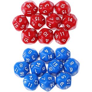 20 Pcs 16 Zijdige Dobbelstenen D16 Acryl Dices Voor Rollenspel Spel Levert Dnd Board Game Blue & Red