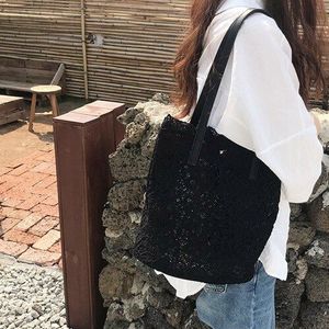 Zomer 2 stks/sets Kant Emmer Zak Grote Capaciteit Koreaanse Schoudertas Voor Vrouwen Opvouwbare Handtas Mode Reizen Strand tas