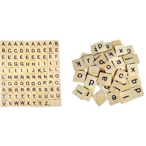 200Pcs Puzzel Tegels Hout Houten Letters Plakboek Craft Educatief Pleinen