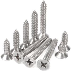 50 stks/partij 304 Rvs Schroeven M3.9 Cross Verzonken Platte Kop Verzonken Phillips zelftappende Hout Schroeven M4x16mm
