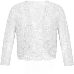 Baby Meisjes Bolero Bovenkleding Kinderen Lace Hollow Korte Ruche Rand Jas Formele Kids Party Kleding