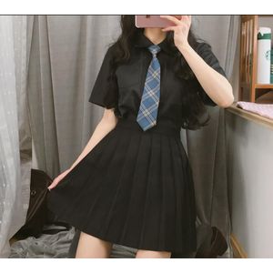 Japanse Jk College Wind Korte Mouw Uniform Pak Orgel Geplooide Shirt Honderd Geplooide Rok En Stropdas Student Drie Kostuums LY-T1