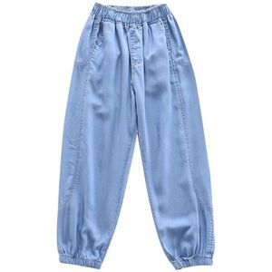 Zomer Jeans Voor Jongens Denim Broek 4-15T Kinderen Full Length Airconditioning Kamers School Broek Kids los Broek Grote Kinderen Broek