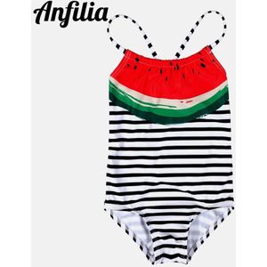 Anfilia Baby Meisjes 'Een Stuk Badpakken Gestreepte Print Badmode Kids Vis Leuke Bikini Strand Dragen Kinderen Een stuk zwemkleding