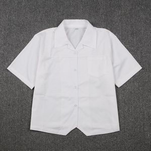 Japanse School Jurk Tops Basic Jk Uniform Wees Kraag Front Half Fold Shirt Wit Zwart Korte Mouwen Meisjes Student Overhemd