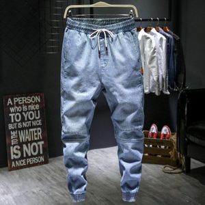 Herfst Mannen Lichtblauw Harem Jeans Plus Size 5XL 6XL 7XL Elastische Taille Denim Broek Mannelijke broek