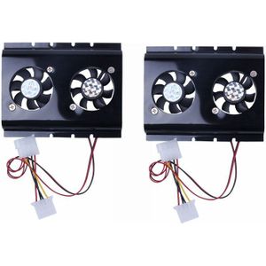 2X Black 3.5 SATA IDE Hard Disk Drive HDD 2 Fan Cooler For PC