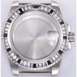Horloge Case 40Mm Bidirectionele Roterende Kristallen Bezel Saffierglas Fit ETA2836,8215,821A Rvs Case 065