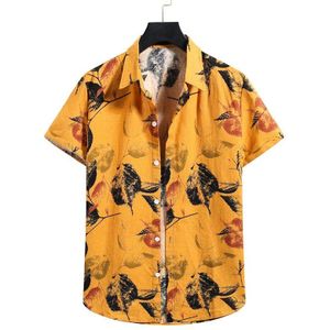 Mannen Slim Fit Bloemen Gedrukt Shirts Man Casual Korte Mouw Hawaiian Strand Bloem Shirt Basic Tops Plus size M-2XL