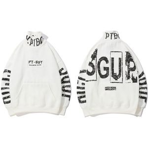 Harajuku Coltrui Hoodie Man Grote Brief Print Hip Hop Trui Casual Streetwear Fleece Warme Truien Sweatshirts KJ255