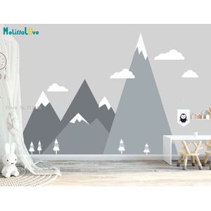 Schil En Stok Mountain Muurtattoo Babykamer Nursery Avontuur Thema Cloud Vogels Patroon Verwijderbare Vinyl Muurstickers YT5250