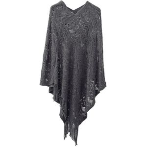 Artguy vrouwen Cozy Lichtgewicht Gehaakte Omzoomd Hem Knit Trui Truien Poncho Cape Shawl Wrap