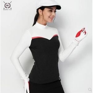 Golf shirts Golf Lange mouw Vrouwen Splicing POLO shirt Katoen Gemengd Slim Elastische Tops Herfst Winter Sport Kleding 18056