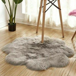 Pruimenbloesem Vormige Zachte Pluizige Slaapkamer Faux Fur Nep Wol Schapenvacht Tapijten Warm Harige Eetkamer Thuis Tapijt Anti-slip Floor Mat