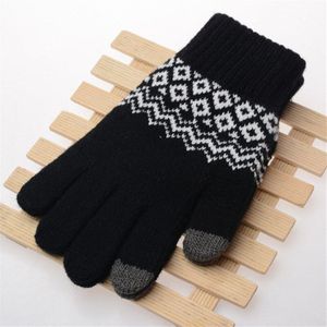 Winter Warm Touch Screen Handschoenen Aangekleed Wollen Wanten Mannen Vrouwen Kasjmier Geometrische Crinkle Handschoenen Touch Luvas