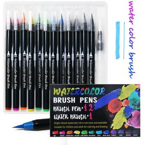 Fineliner Tip Borstel Art Markers Pen 12/20/24/48/72 Kleuren Aquarel Pennen Voor Student Tekening Schilderen kalligrafie Art Supplies