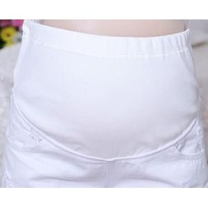 Elastische Taille Witte Denim Moederschap Shorts Zomer Koreaanse Mode Gat Zwangerschap Jeans Kleding Voor Zwangere Vrouwen