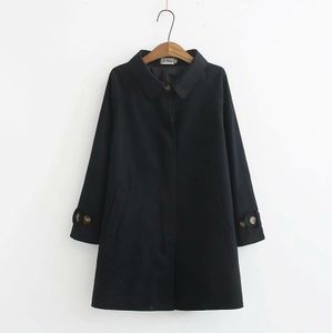 2022 En Najaar Geul Koreaanse Versie Losse Revers Single-Breasted Mid-Lengte Effen Kleur Trenchcoat Vrouwen &#39;S Kaki Jas