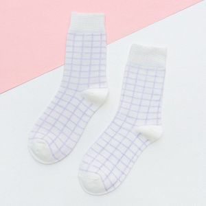 Kousen Warm Houden Japanse Stijl Kniehoge Sokken Voor Vrouw Sokken Ruit Patroon Herfst Winter Katoen 1 Paar College stijl
