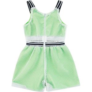 Infant Kids Baby Meisje Zomer Jarretel Jumpsuit Mode Contrast Kleur Hollow Visnet Rits Korte Broek 1-6T