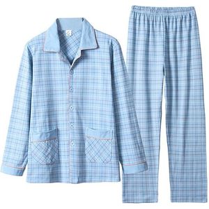 Aipeace 2 Stuks Katoen Mannen Pyjama Set Toevallige Gestreepte Lange Mouwen Revers Kraag Nachtkleding Lente Zomer Homewear Nachtkleding