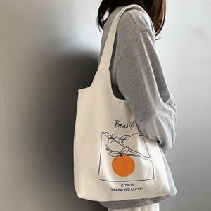 Vrouwen Canvas Schouder Draagtas Chic Fruit Gedrukt Katoenen Doek Boodschappentassen Vrouwelijke Handtas Ins Herbruikbare Strand Shopper Bag