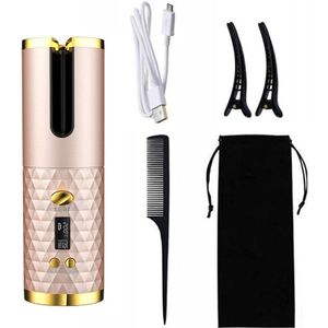 Draagbare Krultang Oplaadbare Automatische Usb Keramische Draadloze Professionele Verwarming Stok Lcd Display Spin Haar Tool