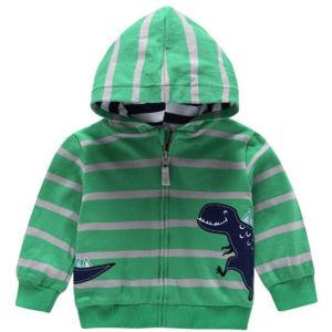 Kinderen Jas Jongens Jas Groene Streep Gedrukt Lange Mouwen Gebreide Jas Dinosaurus Kleding Baseball Cap