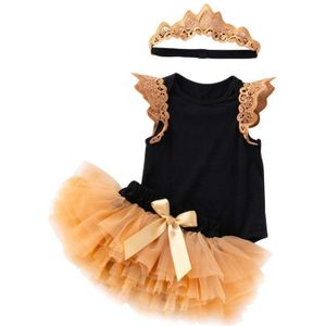 Baby Meisje Halloween Sets Zwarte Mouwloze Bodysuit + Laag Rokken + Hoofdbanden 3 Stuk Pak Pasgeboren Meisje Kleding YK014