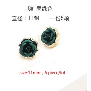 Maat: 11 Mm 6Pcs Shirt Knoppen Op Kleding Bloem Kleine Metalen Rose Knop Voor Kleding Gesp Rood Zwart Naaien op Accessoires